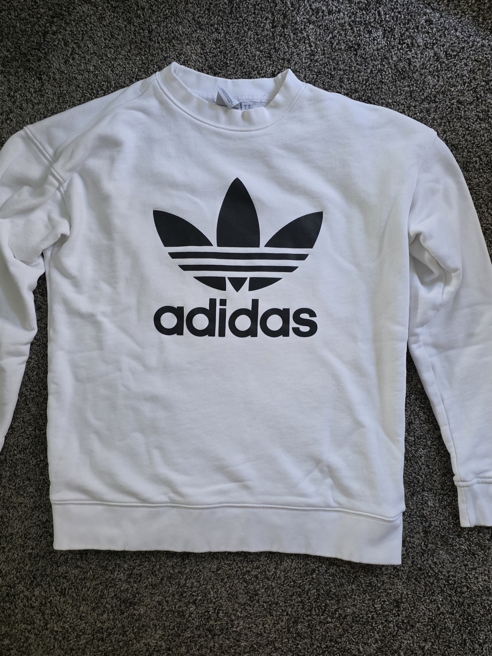 Adidas Originals Trefoil White Crewneck Sweatshirt XS Black Logo